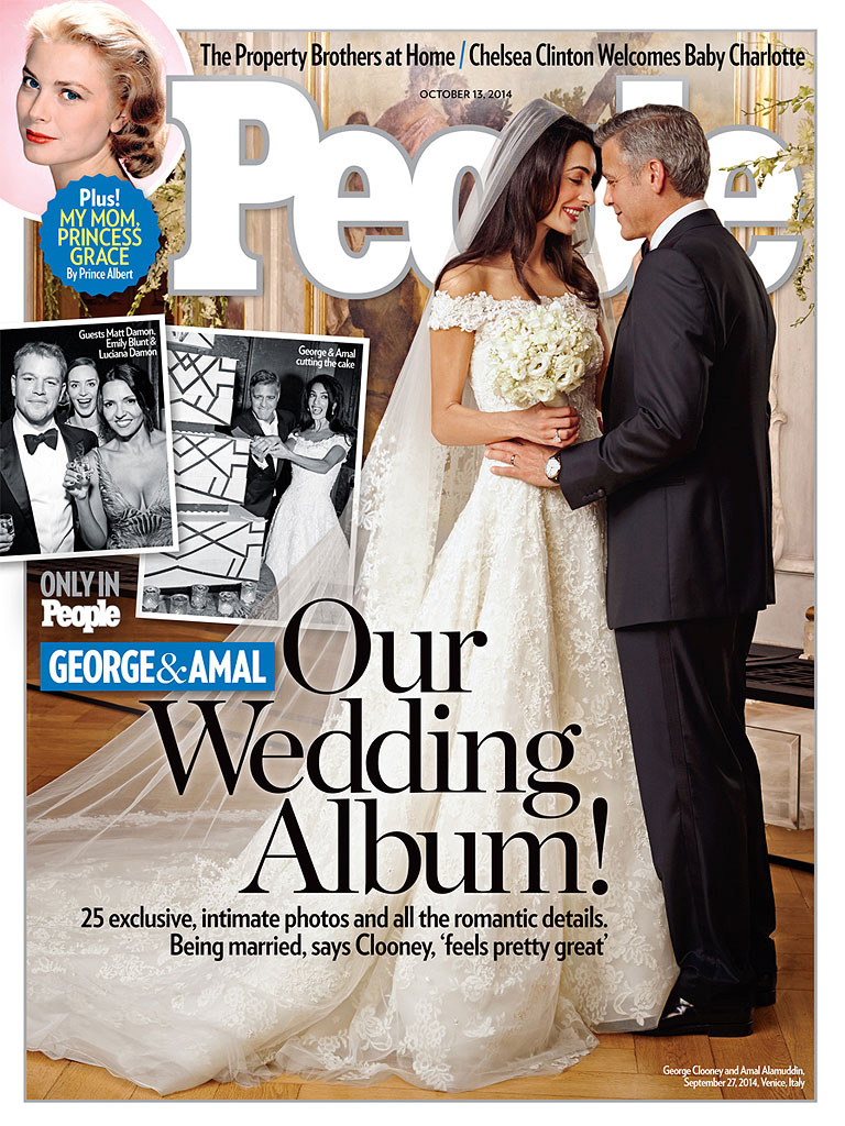Свадебные фотографии Амала Аламуддина и Джорджа Клуни на обложке People, Hello Mags