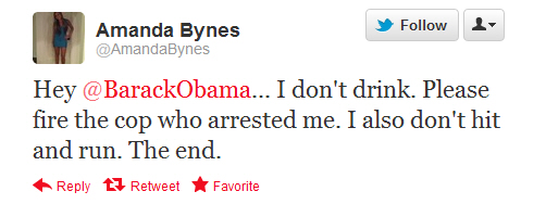 Аманда Байнс пишет в Твиттере Обама: Пожалуйста, уволите полицейского, который арестовал меня.